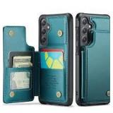 Vinich for Samsung Galaxy S25 Ultra Wallet Case with Card Holder, RFID Blocking Credit Slots Kickstand Shockproof Phone Cover for Women Men, Blue