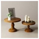 JOLLYMER Set of 2 Wood Cake Stand, Rustic Farmhouse Cupcake Stand, Wedding and Birthday Cake Pedestal Stand