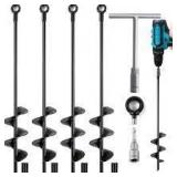 19.5 Inch Heavy Duty Ground Stakes Anchor Kit (4 Pack) Screw-In Ground Anchors for Trampolines, High Wind Trampoline Anchor Kit, Ground Stakes Heavy Duty for Swing Sets, Tents & Sheds