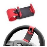 Middrivr Car Steering Wheel Phone Mount, Steering Wheel Smartphone Mount, Portable Steering Wheel Phone Holder Mount Clip Fit for IPhone14/13/12/11 Pro Max/XR/XS/S21/S20/S10/Note 10 (Red)