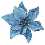 24 Set Christmas Blue Glitter Poinsettia Flowers Picks Christmas Tree Ornaments for Winter Blue Teal Christmas Tree Wreaths Garland Holiday Seasonal Wedding Decorations