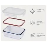 Franklin Lade Glass Food Storage Containers | 3 Pack Large Set 52oz/6.4 cup | BPA-Free Airtight LeakProof Lid | Glass Food Containers | Glass Containers with Lids | Oven, Freezer & Dishwasher Safe