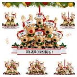 Personalized Reindeer Christmas Ornaments 2025, DIY Resin Elk Deer Family Ornaments with Custom Name, Tree Decorations, 3D Customized Christmas Ornament Gifts (Family of 5)
