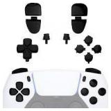 eXtremeRate Replacement D-pad R1 L1 R2 L2 Triggers Share Options Face Buttons, Chrome Black Full Set Buttons Compatible with ps5 Controller BDM-030 BDM-040 BDM-050 - Controller NOT Included