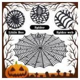 Sfcddtlg 6 Pcs Halloween Spider Web Placemats, 15 Heat Insulation Halloween Placemats Spider Web Table Mats, Hollow Out Spiderweb Coasters Placemat for Dining Table Party Decoration