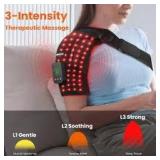 Keneo Red Light Therapy Shoulder Wrap with Heating Pad - 660nm & 850nm LED Technology, 5000 mAh Cordless Rechargeable Support for Muscle Comfort, 3 Vibration Levels & 3 Heat Settings