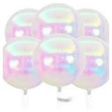 12Pcs Iridescent Round Foil Balloons, 22 15 10 4D Clear Ball Balloon, Holographic Balloons for Birthday Wedding Folding Rainbow Under The Sea Mermaid Party decoration