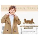 Meikulo Boys Double Breasted Pea Coat Kids Winter Notched Collar Overcoat 5-14 Years