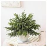 Juxdp 20 Pcs Real Touch Norfolk Pine Branches, Artificial Christmas Green Plants Branch Faux Greenery Stem Fake Pine Picks for Vase DIY Crafts Garland Wreath Xmas Indoor Outdoor Decor(18 Inches)