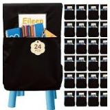 24 Pack Chair Pockets for Classrooms - Seat Sacks Organizer for K-2 Students, Durable Fabric Storage Pockets for School Supplies & Books