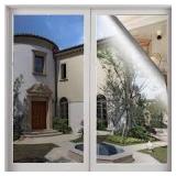 Volcanics One Way Window Privacy Film with Installation Tools, Sun Blocking Window Tinting Film for Home Heat Control Mirror Tint Film Static Cling 17.5 x 78.3 Inches, Silver