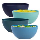 US Acrylic Vista Durable Plastic Salad and Serving 10-inch Bowls | Set of 4 in Coastal Colors | Reusable, BPA-free, Made in the USA | 135 oz. capacity