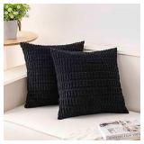 Aegero Pack of 2 Corduroy Decorative Throw Pillow Covers 18x18 InchSoft Boho Striped Pillow Covers Modern Farmhouse Home Decor for Sofa Living Room Couch Bed Black