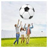 Lewtemi 2 Pcs 40 Inch Giant Inflatable Soccer Ball Large Huge Beach Balloons Oversized Football Sport Birthday Party Decoration Favor Gift Pool Supplies for Outdoor Pinata Activity(Black, Red)