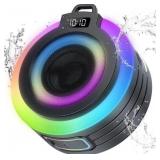 WXQZXO Bluetooth Shower Speaker, Portable Bluetooth Speaker Stereo Sound with Suction Cup/Lanyard, Built-in Mic, IPX7 Waterproof Wireless Speakers Bluetooth 5.4 for Bathroom/Party/Beach/Gift, Black