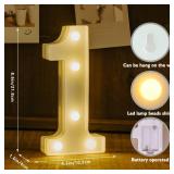 IFDGCTK Light Up Numbers, Led Letter Lights 10 Number, Decorative Lighted Letters, Battery Powered Led Marquee Numbers for Party, Bar, Night Light, Home Decor(Number 1)