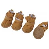 URBEST Dog Shoes with Hook Loop Closure Booties Pet Dog Chihuahua Shoes Boots, 4Pcs (3#, Brown)