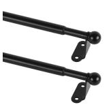 KXLife 2 Pack Mini Short Curtain Rod 12-18 Inch, 1/2 Diameter, French Door Curtain Rod, Small Adjustable Cafe Curtain Rods for Windows with Brackets (Black) MISSING 1 ROD