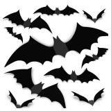 Bats Wall Decor 120PCS Halloween Party Supplies Halloween Decorations Bats Wall Decor Realistic PVC 3D Black Scary Bat Wall Stickers for Creepy Suitable for Bathroom, Window, Office,Door