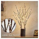 Hairui Twig Branches with Fairy LED Lights 18IN 70LED Battery Operated Lighted Brown Willow Branches for Home Witner Christmas Decoration Indoor Outdoor Use (Vase Excluded)