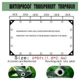 Clear Tarps Clear Vinyl tarp, Transparent Tarp Tarpaulin Durable Waterproof Dustproof Windproof, Clear tarps with Grommets & Ropes Plastic tarp for Greenhouse, Patio, Garden, Chicken