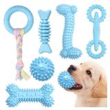 Bininl 6 Pack Dog Chew Toys for Puppy Cute Blue Small Dog Toys Puppy Dog Toys for Teething Soft Durable Interactive Chew Toy for Small Dogs Light Blue