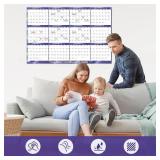 24 x 36 2026 Wall Calendar Dry Erase - Folded Large Starry Sky Wall Calendar 2026, Wet & Dry Erasable, Laminated 12-Month Annual Yearly Planner, Reversible, Horizontal/Vertical, Purple