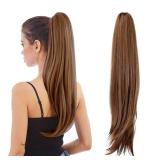 HEWEICSY Ponytail Extensions, 24 Long Wavy Synthetic Hairpieces, Brown
