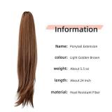 HEWEICSY Ponytail Extensions, 24 Long Wavy Synthetic Hairpieces, Brown