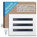 FA-STAR Clean Modern AC Vent Cover 8 x 6 (Duct Opening Cutout) - Decorative White Air Vent - Standard Linear Slot Diffuser - Register Grille for Ceiling, Walls & Floors - All Aluminium