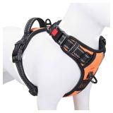 PHOEPET No Pull Dog Harnesses for Small Dogs Reflective Adjustable Front Clip Vest with Handle 2 Metal Rings 3 Buckles [Easy to Put on & Take Off] (S, Orange)
