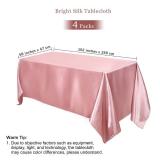 TURSTIN 4 Packs Rose Gold Satin Tablecloth 102 x 58 Inch Overlay Satin Table Cover Rectangle Bright Silk Tablecloth Smooth Fabric Table Decoration for Wedding Banquet Party Events