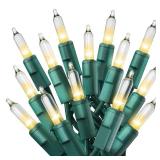 PREXTEX 50 Count Clear Christmas Tree Lights - 10 ft Warm White String Lights with Green Wire - Indoor and Outdoor Mini Light for Christmas, Holiday Decorations, Trees, Fences, Patios and More