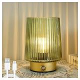 ULAROOM Cordless Lamp Rechargeable Battery Operated lamp, Glass Small Table lamp - Portable Dimmable Brightness Touch Wireless Bedside Lamp for Bedroom/Kitchen/Entryway/Home Living Room Decor Green *s