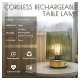 ULAROOM Cordless Lamp Rechargeable Battery Operated lamp, Glass Small Table lamp - Portable Dimmable Brightness Touch Wireless Bedside Lamp for Bedroom/Kitchen/Entryway/Home Living Room Decor Green *s