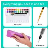 ARTISTRO Watercolor Paint Set 24 Colors, Travel Watercolor Set in Portable Box, Mini Water Colors Paint for Artists, Beginners, Amateur Hobbyists