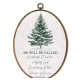 EGVQK Christian Christmas Oval Wall Art, Isaiah 9:6 Bible Verse Framed Canvas Prints Wall Art, Religious Xmas Tree Oval Canvas Hanging Wall Decor for Home Bedroom Church Decorations, 8.5x11.5in