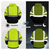 Uno Mejor High Visibility Reflective Hoodie for Men Class 3 Hi Vis Sweatshirts for Men, Reflective Hoodies Safety, Surveyors, Construction, Meet Ansi, Yellow-TTWY 2X-Large