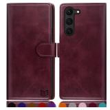 SUANPOT for Samsung Galaxy S23 +/ Plus Wallet case with RFID Blocking Credit Card Holder,Flip Book PU Leather Protective Cover Women Men for Samsung S23Plus Phone case Wine Red