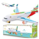 Kidsthrill Airplane Toy with Bump & Go, Flashing Lights & Sounds - For Boys & Girls Age 3-12