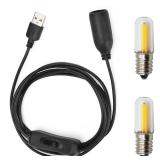GutReise 5V USB to E14 Socket,2pcs E14 LED Bulbs 5V-6V Lamps for Table lamp Ceiling Christmas Star Home Decoration
