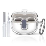 [Secure Lock] for Bose Ultra Open Earbuds Case(2024), TUDIOW Clear TPU Shockproof Protective Cover for Bose Open Ear Wireless Earbuds Accessories with Cleaning Kit& Keychain (Clear)