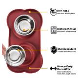 Hubulk Pet Dog Bowls 1 Stainless Steel Dog Bowl with No Spill Non-Skid Silicone Mat + Pet Food Scoop Water and Food Feeder Bowls for Feeding Small Medium Large Dogs Cats Puppies (Burgundy, Small) MISS