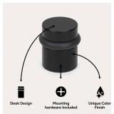Mega Handles Floor Door Stopper, Black Stopper Quickly Installed Wall Protector, Wall Protectors from Door Knobs, Floor Door Stop - Matte Black - 1.5 Inch