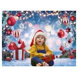 LYCGS 7X5ft Christmas Backdrop Winter Dream Wonderland Photo Background Xmas Tree Snowflake Gift Red Star Ball Backdrops for Photography Xmas Party Backdrop X-169