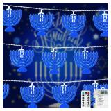 Menorah String Lights Chanukah Decorations, 20LED Blue Hanukkah String Lights Hexagram Magen Star Twinkle Lights for Chanukah Jews, Passover Shabbat, Synagogue, Judaism Wedding Party Decor