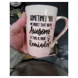 Birthday Gifts for Men Women, Best Friend Birthday Gifts, Thank You Gift, Sometimes You Forget Your Awesome Mug, Inspirational Appreciation Gift for Employee Teacher Coworkers Nurses 14 OZ Pink