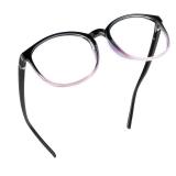LifeArt Blue Light Blocking Glasses, Anti Eyestrain, Computer Reading Glasses with Spring Hinge, Gaming Glasses, TV Glasses for Women Men, Anti Glare (Black Purple, No Magnification)
