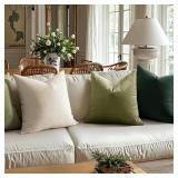 MIULEE Pack of 2 Velvet Soft Solid Decorative Square Throw Pillow Covers Christmas Cushion Case for Sofa Bedroom Couch, 20x20 Inch Army Green