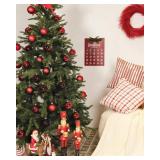 DN DECONATION Deep Red Glass Christmas Ornaments, Set of 9, 3.15